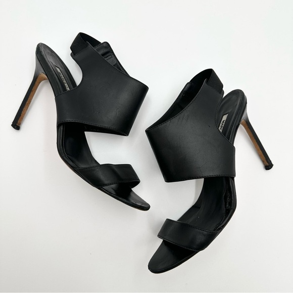 Manolo Blahnik Slingback Leather Peep Toe High Heels - Picture 2 of 14